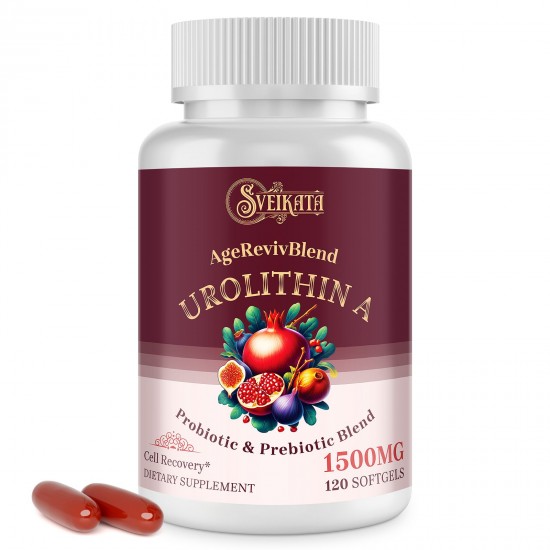 Sveikata Urolithin A Supplement with Probiotic & Pomegranate Extract, 1500mg 120 Softgels