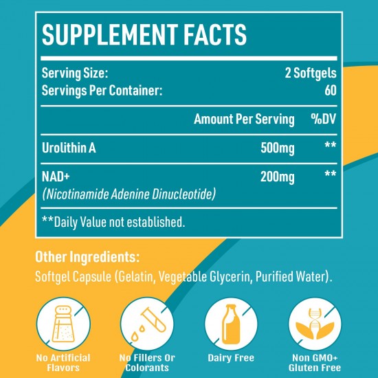 Vivacityx Urolithin A Supplement with NAD+, 700mg 120 Softgels